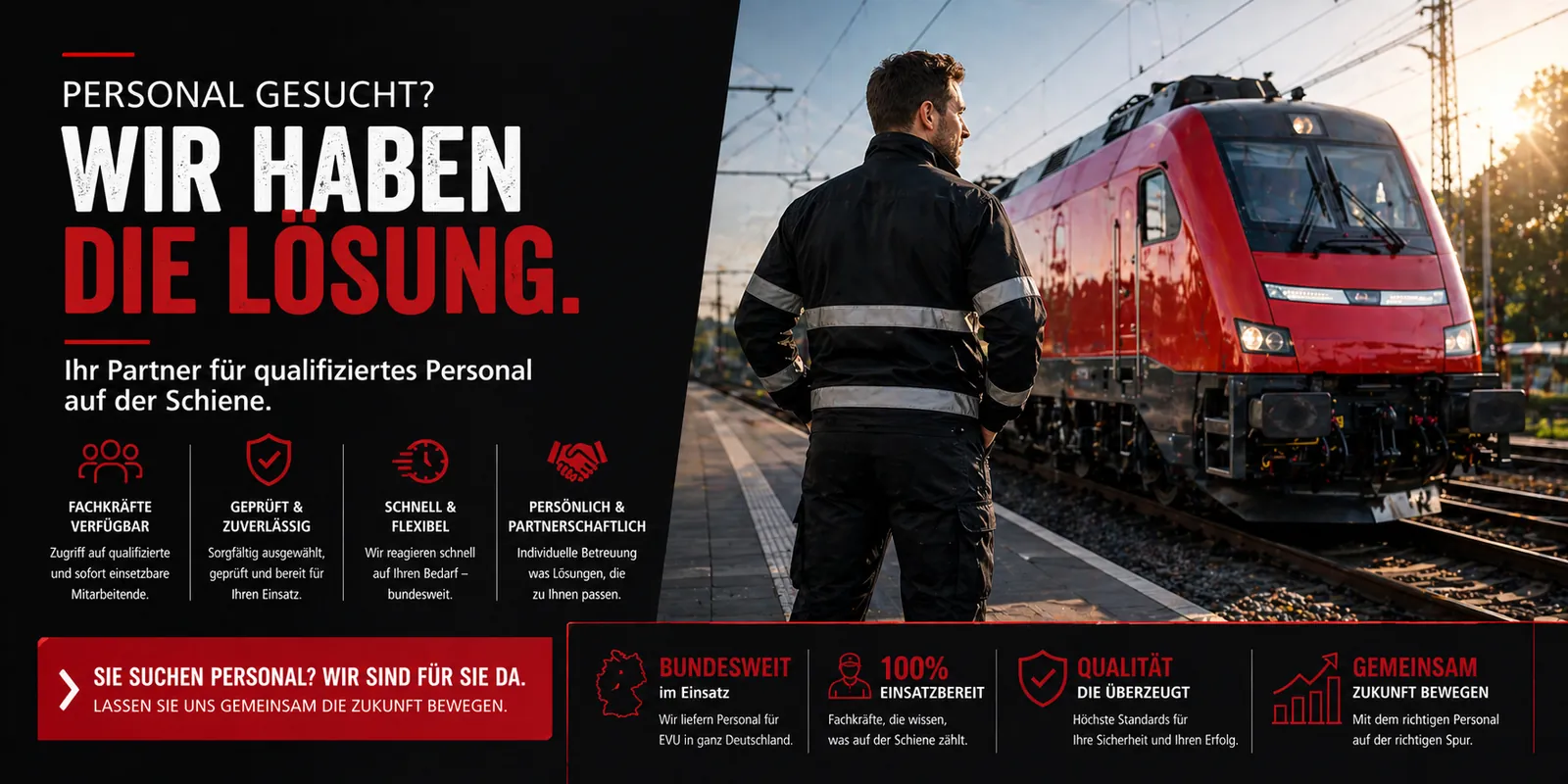 KI-generiertes Bild: Personal gesucht? Wir haben die Lösung. – LokStar, Ihr Partner für qualifiziertes Personal auf der Schiene