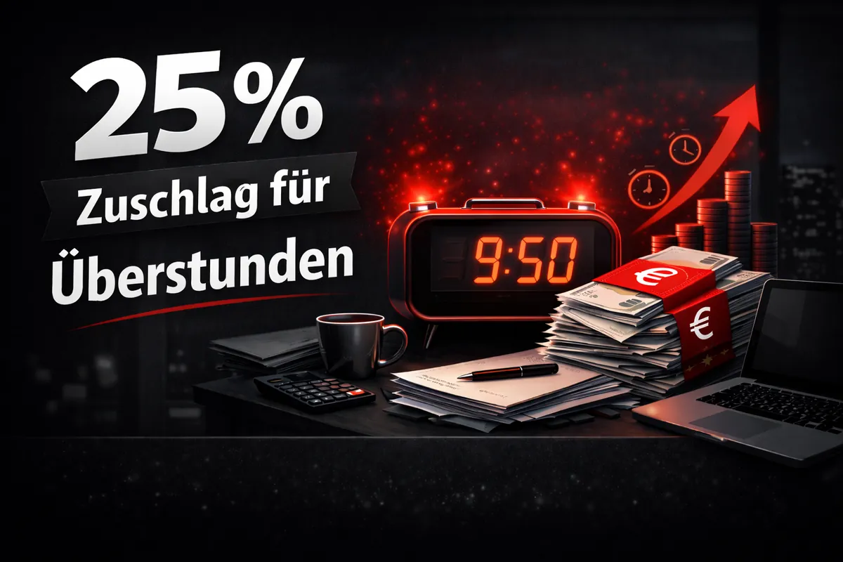 KI-generiertes Bild: 25 % Zuschlag für Überstunden